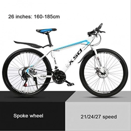 KEMANDUO Mountain Bike KEMANDUO Not with the damper 26, "mountain bike, high carbon hard mountain bikes, mountain bikes for adults and adjustment of the seat, 21 / 24 / 27 high speed blue white, 27speed