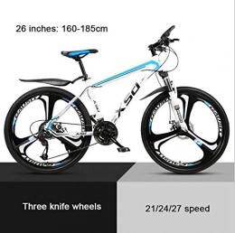KEMANDUO Bike KEMANDUO White Blue top with Mito damping wheel 26"mountain bike, high carbon hard mountain bike, adjustable seats, 21 / 24 / 27-speed, 27speed