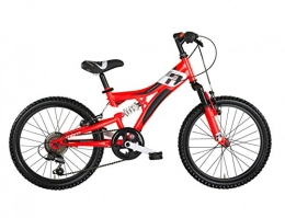 MBM  Kid's Mountain Bike MBM Indy, steel frame, full suspended, 6 or 18 speed, 3 sizes (Matt Neon Red, 20 inch H32 6 speed)