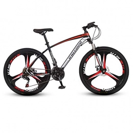 KP&CC Mountain Bike KP&CC 3 cutter Wheels Mountain Bike Adult Student Road Off-road Vehicle, Carbon Steel Frame, Easy Riding for Men and Women, Blackred