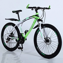 KUKU Bike KUKU 21-Speed Mountain Bike, 26-Inch High-Carbon Steel Mountain Bike, Full Suspension Mountain Bike, Suitable for Sports And Cycling Enthusiasts, white green