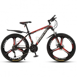 KUKU Bike KUKU 24-Speed Men's Mountain Bike, 26-Inch High-Carbon Steel Mountain Bike, Dual Disc Brakes, Suitable for Sports And Cycling Enthusiasts, black red