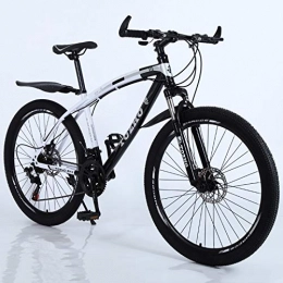 KUKU Mountain Bike KUKU 26-Inch High-Carbon Steel Mountain Bike, 24-Speed Full-Suspension Mountain Bike, Dual Disc Brakes, Suitable for Sports And Cycling Enthusiasts, White black