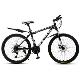 KUKU Bike KUKU 26-Inch Men's Mountain Bike, 21-Speed High-Carbon Steel Mountain Bike, Dual Disc Brakes, Suitable for Sports And Cycling Enthusiasts, black silver