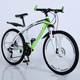 KUKU Mountain Bike KUKU High Carbon Steel Mountain Bike 26 Inches, 21-Speed Men's Mountain Bike, Dual Disc Brakes, Suitable for Sports And Cycling Enthusiasts, white green