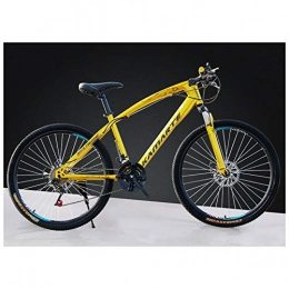 KXDLR Bike KXDLR Adult Mountain Bike, High-Carbon Steel Frame Options, 21-27 Speeds, 26-Inch Wheels Double Disc Brake, Multiple Colors, Gold, 24 Speeds