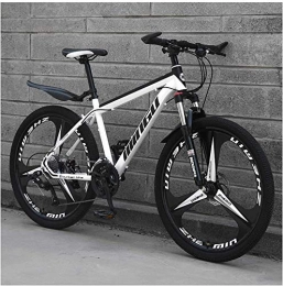 Kytwn Bike Kytwn 24 Inch Mountain Bikes, Mens Women Carbon Steel Bicycle, 30-Speed Drivetrain All Terrain Mountain Bike with Dual Disc Brake (Color : 21 Speed, Size : White 3 Spoke)