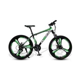 L.BAN Bike L.BAN 24 Inches 26 Inch Mountain Bikes, Men's Dual Disc Brake Hardtail Mountain Bike, Bicycle Adjustable Seat, High-carbon Steel Frame, 21 Speed, 3 Spoke (Black and Green)