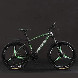 LAMTON Mountain Bike LAMTON Mountain Bikes, 26Inch 21 / 24 / 27 / 30-Speed Road Bicycle, with Double Disc Brake, Full Suspension Anti-Slip, High-Carbon Steel Frame, Suspension Fork (Color : Black Green, Size : 24 speed)