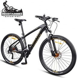 LBYLYH Bike LBYLYH Men'S Mountain Bike 27.5 Inch Wide Tires, Adults Boys Hardtail Mtb With Front Suspension, Disc Brakes Two Bicycles, Frames Made Of Carbon Fiber, Black Gold, 30 Speed