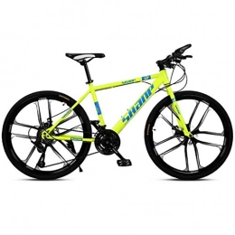 LC2019 Mountain Bike LC2019 26 Inch Adult Mountain Bike Hardtail Mountain Bike Gearshift Bicycle, With Adjustable Seat Carbon Steel Yellow 10 Cutter (Color : 21-stage shift, Size : 24inches)