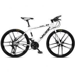 LC2019 Mountain Bike LC2019 26 Inch Mountain Bikes, Men's Dual Disc Brake Hardtail Mountain Bike, Bicycle Adjustable Seat, High-Carbon Steel Frame (Color : 30 Speed, Size : White 10 Spoke)