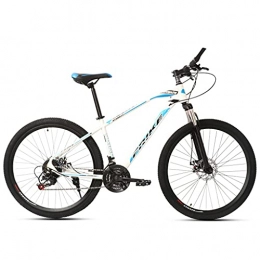 LHQ-HQ Mountain Bike LHQ-HQ Mountain Adult Bike, 21 Speed, 27.5" Wheel, Fork Suspension, Disc Brake, High-Carbon Steel Frame, Shimano Shift Kit, Suitable for Height 5.5-6.5Ft, white blue