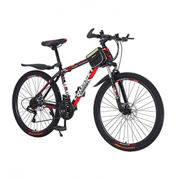 LIUXR Bike LIUXR 26inch Mountain Bike, 21 / 24 Speed Bicycle with Full Suspension, Adult Road Offroad City Bike, Full Suspension MTB Cycling Road Racing with Anti-Slip Double Disc Brake for Men Women, Red_24 Speed