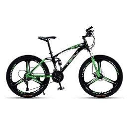 LIUXR Mountain Bike LIUXR Mountain Bike, 26 Inch Wheels Adult Bicycle, 21 / 24 / 27 Speeds Options, Full Suspension Bike for Mens Womens, MTB Bike with Double Disc Brake Suspension Fork, Green_21 Speed