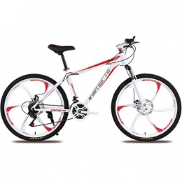 LJJ Bike LJJ 21 / 24 / 27-speed mountain bike, high carbon steel frame Disc Brakes shock absorption male and female adult bicycle racing, Red, 26(27speed)