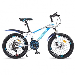 LLF Bike LLF 20 / 22 Inch Mountain Bike, High-carbon Steel Frame MTB Suspension Mens Bicycle, 21 Speed Dual Disc Brake for Adults Bikes(Size:22inch, Color:White blue)