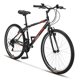 LLF Bike LLF 26 Inch Mountain Bike, 21 Speed Double Disc Brake Commuter Bicycle Riding To Work For Man Woman Teen(Size:26inch, Color:Black)