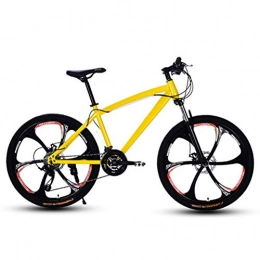LPsweet Mountain Bike LPsweet Bikes for Adults, Shifting Disc Brakes Bicycle Aluminum Alloy Frame Shock Absorption One Round Adult Mini Folding Electric Car Bike, Yellow, 27speed
