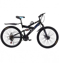 LQZ Bike LQZ Adult Mountain Bikes, 26in Carbon Steel Mountain Bike, 21 Speed Bicycle Full Suspension MTB, Gears Dual Disc Brakes, Black