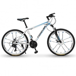 LZHi1 Bike LZHi1 26 Inch 24 Speed Adult Mountain Bike For Men And Women, Suspension Fork Mountain Trail Bikes, Carbon Steel Frame Urban Commuter City Bicycle With Double Disc Brake(Color:White blue)