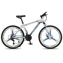 LZHi1 Bike LZHi1 26 Inch 27 Speed Suspension Fork Men Mountain Bike, Dual Disc Brake Mountan Bicycle With Soft Seat Saddle, High Carbon Steel City Commuter Road Bike(Color:White blue)