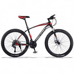 LZHi1 Mountain Bike LZHi1 26 Inch Adult Mountain Bike With Lockable Front Suspension, 27 Speed Mountain Trail Bicycle With Dual Disc Brakes, High Carbon Steel Frame Urban Commuter City Bicycle(Color:Black red)
