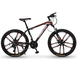 LZHi1 Bike LZHi1 26 Inch Adult Mountain Bike With Suspension Fork, 24 Speed Mountain Trail Bikes With Double Disc Brake, Carbon Steel Frame City Road Bicycle For Women And Men(Color:Black red)