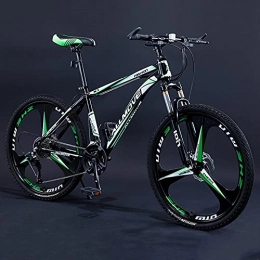 LZHi1 Mountain Bike LZHi1 26 Inch Front Suspension Fork Mountain Bike, 30 Speed Outroad Mountain Bicycle With Double Disc Brake, Carbon Steel Frame Outdoor Bikes City Commuter Bike With Adjustable Seat(Color:Black green)
