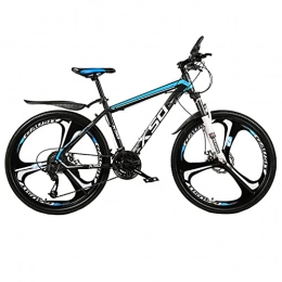 LZHi1 Mountain Bike LZHi1 26 Inch Mountain Bike 27 Speed Double Disc Brake Adult Mountain Trail Bikes Front Suspension High Carbon Steel Frame Urban Commuter City Bicycle(Color:Black blue)