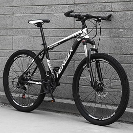 LZHi1 Mountain Bike LZHi1 26 Inch Mountain Bike Adult Bike With Lockable Suspension Fork, 30 Speed Mountain Trail Bicycle With Dual Disc Brakes, High Carbon Steel Frame Road Bike Urban Street Bicycle(Color:Black white)