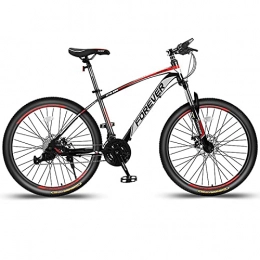 LZHi1 Mountain Bike LZHi1 26 Inch Mountain Bike For Women And Men, 27 Speed Adult Road Offroad City Bike With Lock-Out Suspension Fork, Double Disc Brake Mountain Bicycle With Adjustable Seat(Color:Black red)