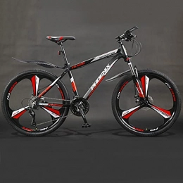 LZHi1 Bike LZHi1 26 Inch Suspension Fork Mountain Bike Commuter Bike, 27 Speed Dual Disc Brake Mountain Bicycle, Aluminum Frame City Road Bike With Adjustable Seat(Color:Black red)