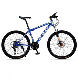 LZHi1 Mountain Bike LZHi1 26 Inch Suspension Fork Mountain Bike For Men And Women, 27 Speed Double Disc Brake Mountain Trail Bikes, Carbon Steel Frame City Road Bicycle With Adjustable Seat(Color:Blue)