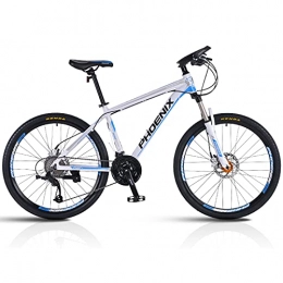 LZHi1 Mountain Bike LZHi1 26 Inch Suspension Fork Mountain Bike For Women And Men, 27 Speed Outroad Mountain Bicycle With Dual Disc Brakes, Adult Mountain Bike Commuter Bike With Adjustable Seat(Color:White blue)