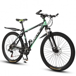 LZHi1 Mountain Bike LZHi1 Adult Mountain Bike With 26 Inch Wheels, 27 Speed Suspension Fork Mountain Trail Bikes, Carbon Steel Frame Outdoor Road City Bike With Dual Disc Brake(Color:Black green)
