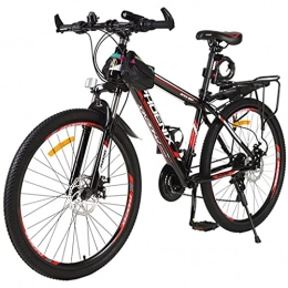 M-YN Mountain Bike M-YN Adult Mountain Bike, 24 Speeds, 24 / 26-Inch Wheels Aluminum Frame Disc Brakes, Multiple Colors(Size:24inch, Color:red)