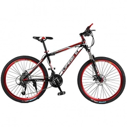 Minkui Mountain Bike Male and female students adult cross-country mountain bike 21-speed front fork suspension Double-line disc brake disc brakes Aluminum alloy frame and forks-Black red_21 speed + double disc brake