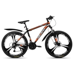 Bike Mens Bicycle 26 inch 21 Speed Aluminum Alloy Suspension Fork Bicycle Double Disc Brake Mountain Bike and Fenders (Color : Red) (Orange)