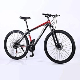 Mountain Bike Mens mountain bike, Aluminum alloy double disc brake bicycle, 29-inch 21 / 24 / 27 speed mountain bike, black red, 27 speed
