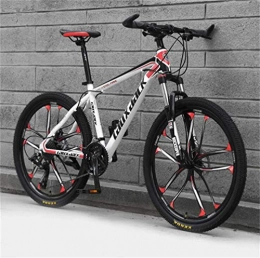 WJSW Mountain Bike Mens' Mountain Bike, High-carbon Steel Frame 26 Inches Sports Leisure Men And Women (Color : White Red, Size : 30 speed)