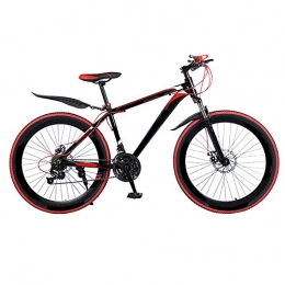 MH-LAMP Bike MH-LAMP 27 Speed Black Red Mountain Bike, 26 Inch Bike, Dual Disc Brake MTB, Mountain Bike Rear Mudguard, MTB PVC Pedals, Bike Front Suspension