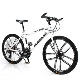 MICAKO Mountain Bike MICAKO Mountain Bike 21 / 24 / 27 / 30 Speed Steel Frame, 26 Inches Dual Disc Brake Bicycle-5 colors, 4 styles MTB, S3White, 30speed
