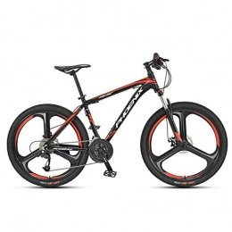 Minkui Mountain Bike Minkui Male and female outdoor cross-country mountain bikes Variable speed city commuter with disc brakes and suspension forks 27-speed three-knife-Black red