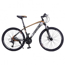 Minkui Variable speed male and female mountain bike bicycle 24 speed double disc brake 26 inch aluminum alloy frame with disc brake and suspension front fork movable-Black orange