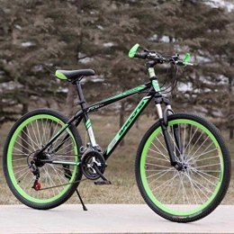 MJY Mountain Bike MJY Bicycle 26 inch Mountain Bikes, High-Carbon Steel Hard Tail Bike, Off-Road Bicycle Adjustable Seat, High Carbon Steel Frame, Double Shock Absorption 7-2, Black Green