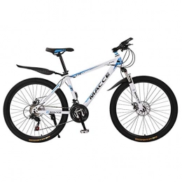 Byjia Mountain Bike Mountain Bike, 21 Speed Bicycle, Full Suspension Road Bikes with Disc Brakes, High-Carbon Steel Mountain Bike, for Men / Women, White, 26 inch