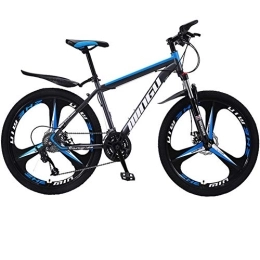 Breeze Bike Mountain Bike 24 Inches, Double Disc Brake Frame Bicycle Hardtail with Adjustable Seat, Country Men's Mountain Bikes 21 / 24 / 27 / 30 Speed, Gray blue, 21 speed