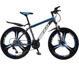 Breeze  Mountain Bike 24 Inches, Double Disc Brake Frame Bicycle Hardtail with Adjustable Seat, Country Men's Mountain Bikes 21 / 24 / 27 / 30 Speed, Gray blue, 24 speed