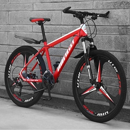 Breeze Mountain Bike Mountain Bike 24 Inches, Double Disc Brake Frame Bicycle Hardtail with Adjustable Seat, Country Men's Mountain Bikes 21 / 24 / 27 / 30 Speed, Red and white, 24 speed